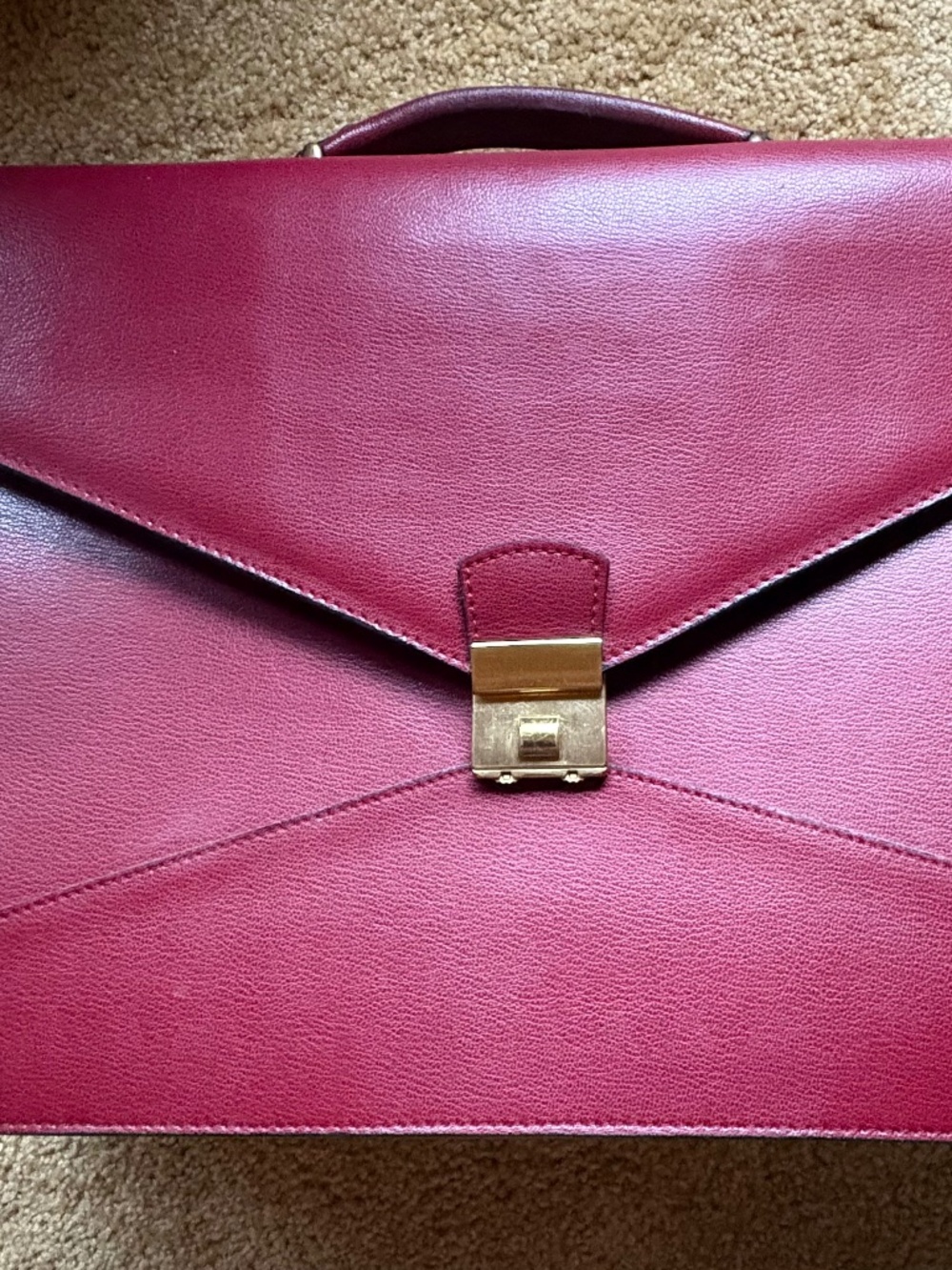 Vintage Henri Herg Paris Red Leather Briefcase Attache Case Made in France